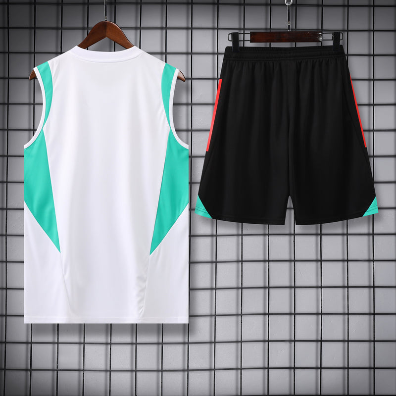 Kit Treino Manchester United 23/24 Adidas - Branco com Preto